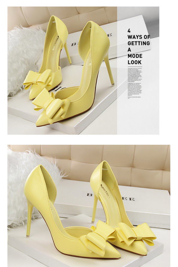Women's Shoes  Heels Korean version of the new sweet fashion pointed stiletto bow high heels single shoes women