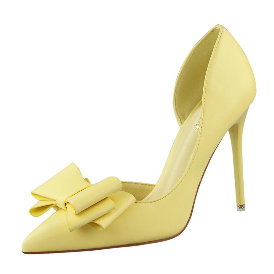Women's Shoes  Heels Korean version of the new sweet fashion pointed stiletto bow high heels single shoes women