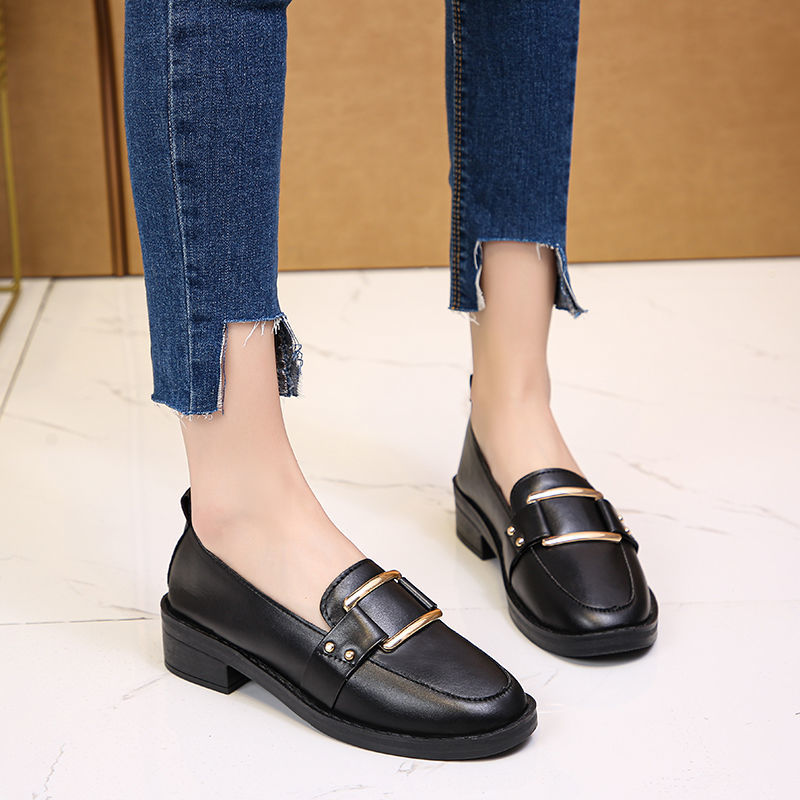 Large size women's shoes all-match small leather new jk shoes loafers British flat peas shoes