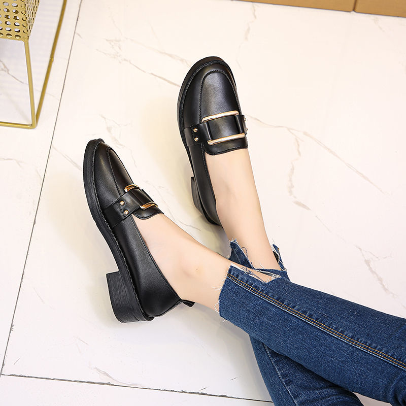 Large size women's shoes all-match small leather new jk shoes loafers British flat peas shoes