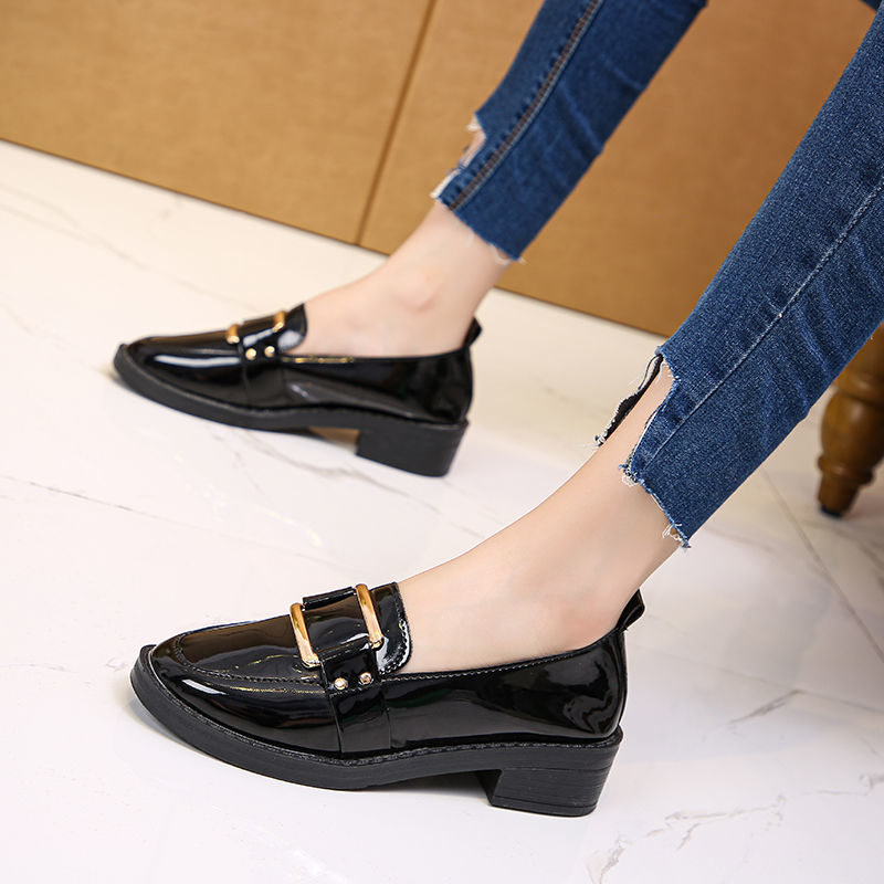 Large size women's shoes all-match small leather new jk shoes loafers British flat peas shoes