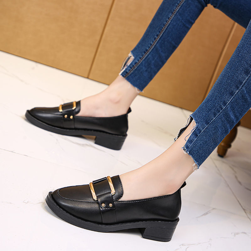 Large size women's shoes all-match small leather new jk shoes loafers British flat peas shoes