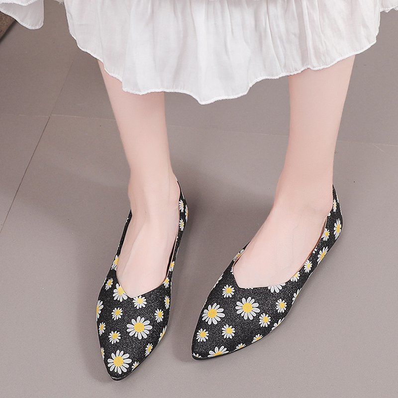 Large size women's shoes shallow mouth single shoes all-match pointed toe flat lazy shoes