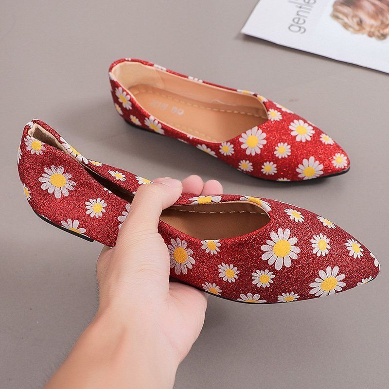 Large size women's shoes shallow mouth single shoes all-match pointed toe flat lazy shoes