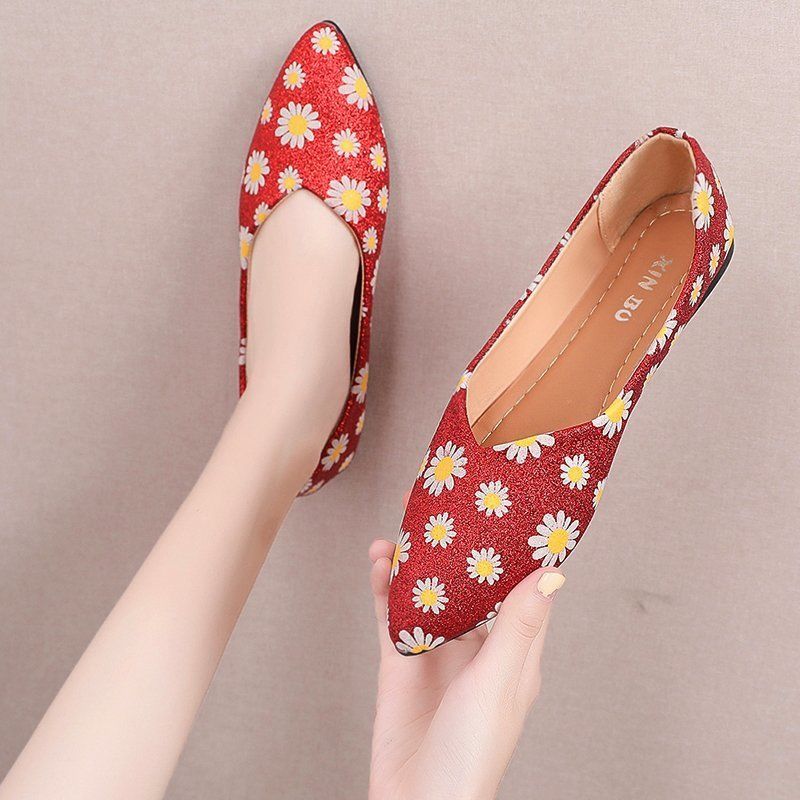 Large size women's shoes shallow mouth single shoes all-match pointed toe flat lazy shoes
