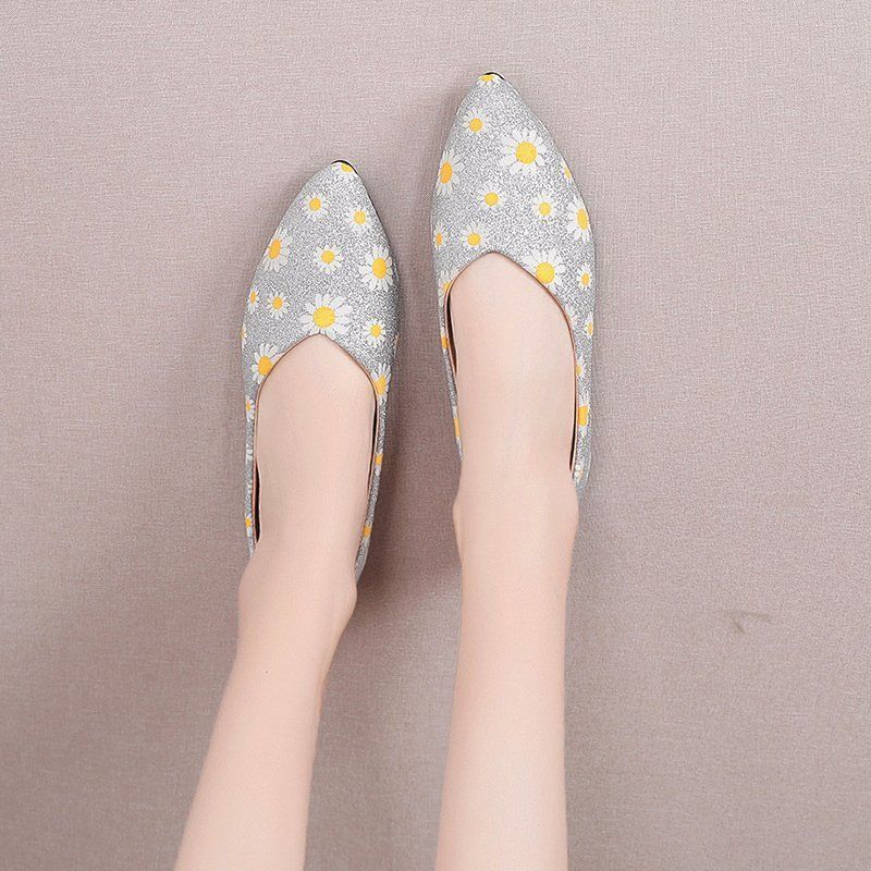 Large size women's shoes shallow mouth single shoes all-match pointed toe flat lazy shoes