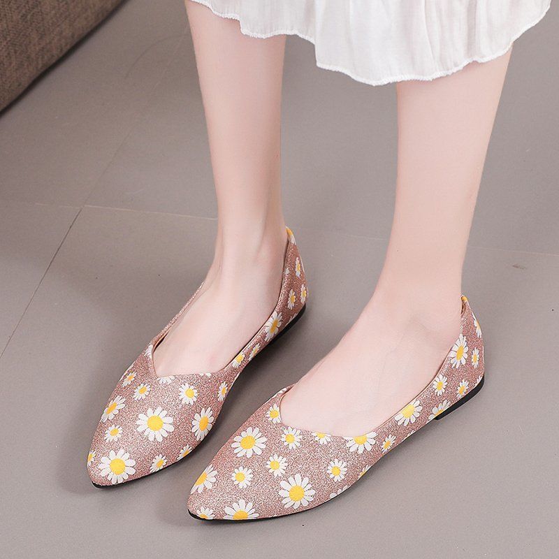 Large size women's shoes shallow mouth single shoes all-match pointed toe flat lazy shoes