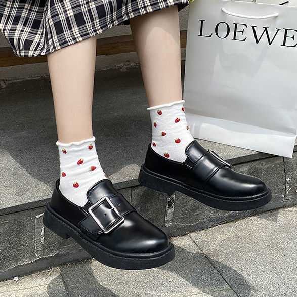 Large size women's shoes British style small leather shoes flat shoes a pedal shoe trend