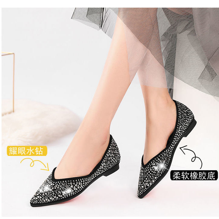 New style flat shoes all-match shallow mouth pointed toe single shoes women soft sole shoes women