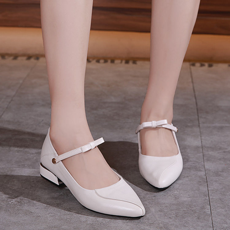 Single shoes women's thick heel all-match women's low heel pumps black high heels