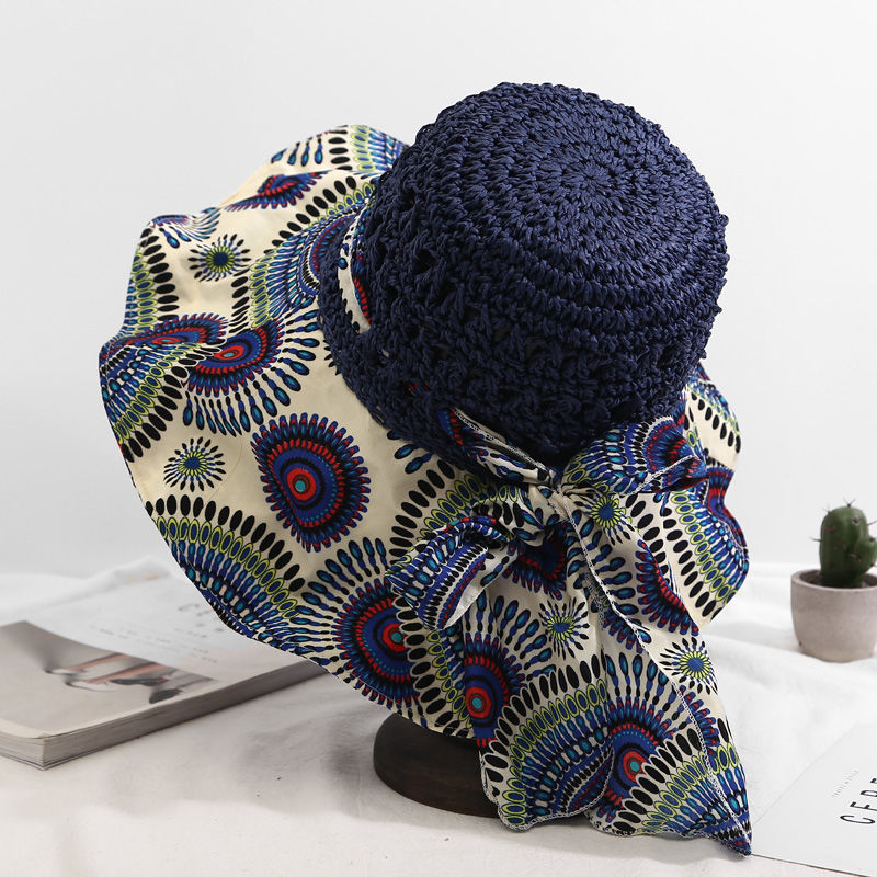 Summer hat female Korean version wild seaside cover face UV protection big beach straw hat