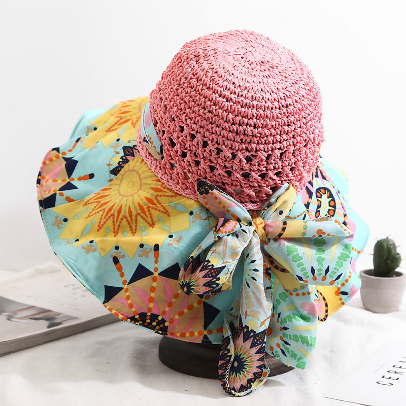 Summer hat female Korean version wild seaside cover face UV protection big beach straw hat