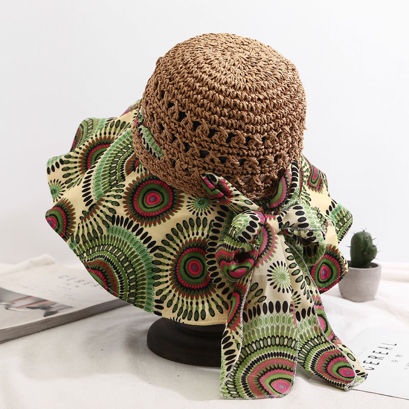 Summer hat female Korean version wild seaside cover face UV protection big beach straw hat