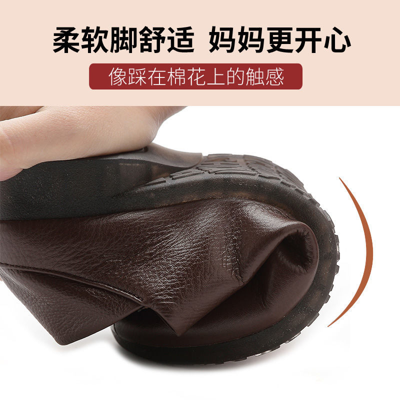 Vintage leather handmade shoes flat heel women's shoes flat low heel single shoes