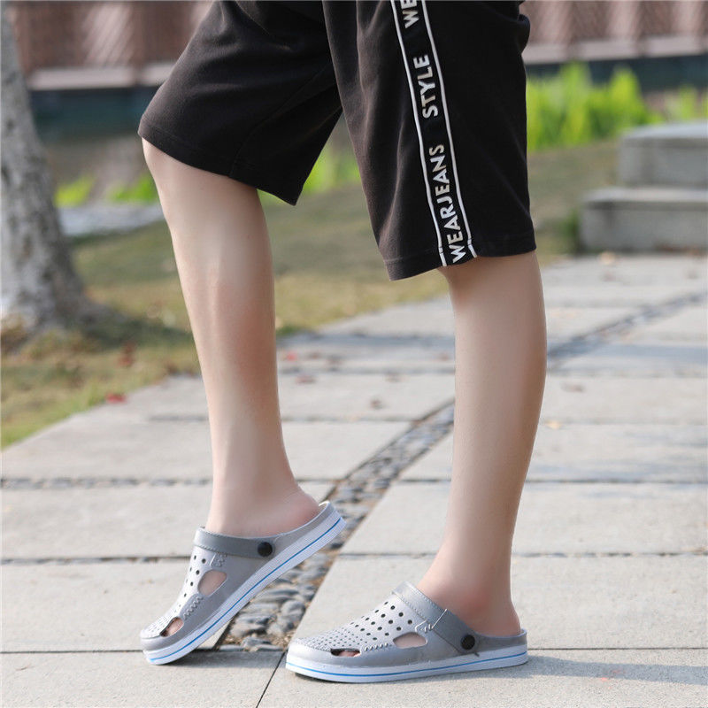 Men's Sandals Men's Mesh Hole Shoes Casual Breathable Korean Sandals Beach Shoes Men's Slippers