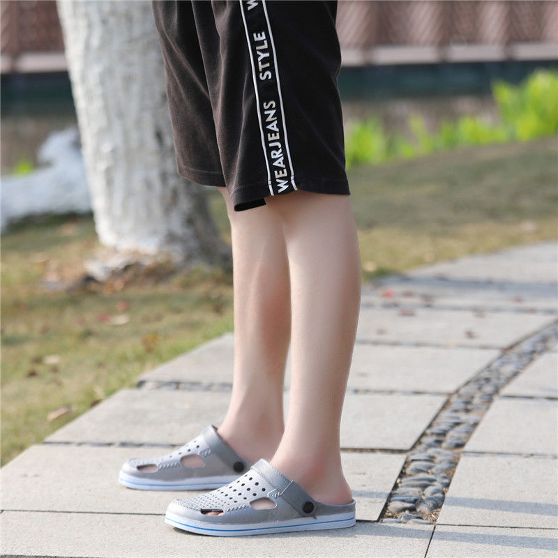 Men's Sandals Men's Mesh Hole Shoes Casual Breathable Korean Sandals Beach Shoes Men's Slippers