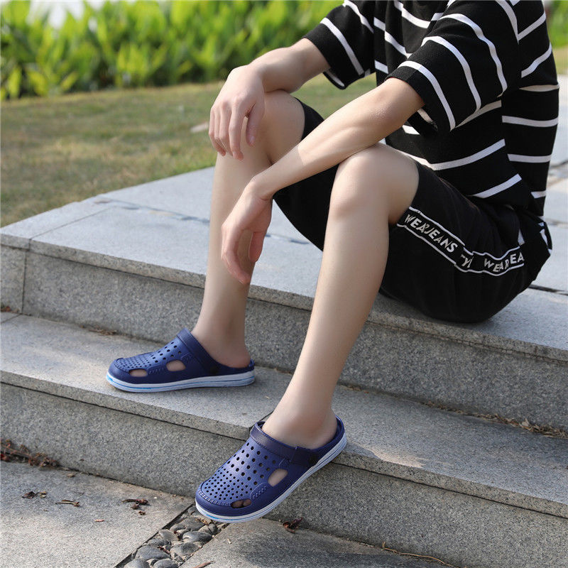 Men's Sandals Men's Mesh Hole Shoes Casual Breathable Korean Sandals Beach Shoes Men's Slippers