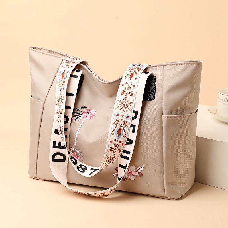 Women's new fashion embroidery handbags all-match one-shoulder Oxford cloth waterproof bag