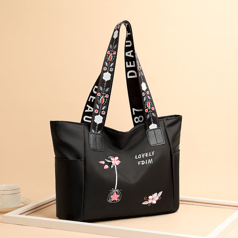 Women's new fashion embroidery handbags all-match one-shoulder Oxford cloth waterproof bag