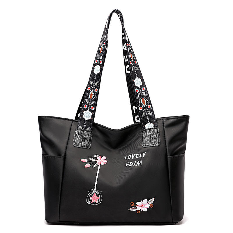 Women's new fashion embroidery handbags all-match one-shoulder Oxford cloth waterproof bag