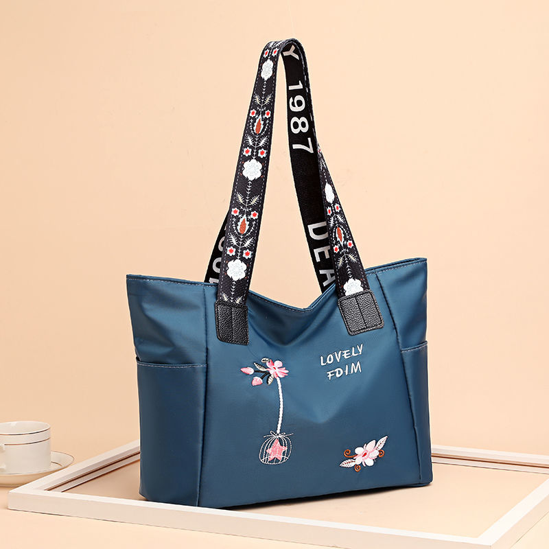 Women's new fashion embroidery handbags all-match one-shoulder Oxford cloth waterproof bag