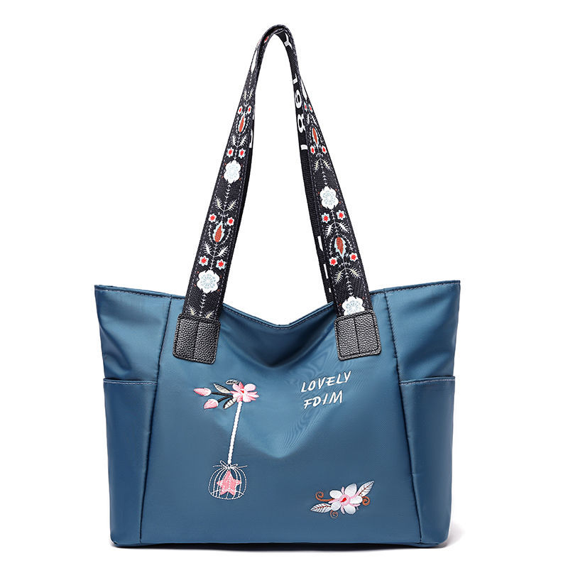 Women's new fashion embroidery handbags all-match one-shoulder Oxford cloth waterproof bag