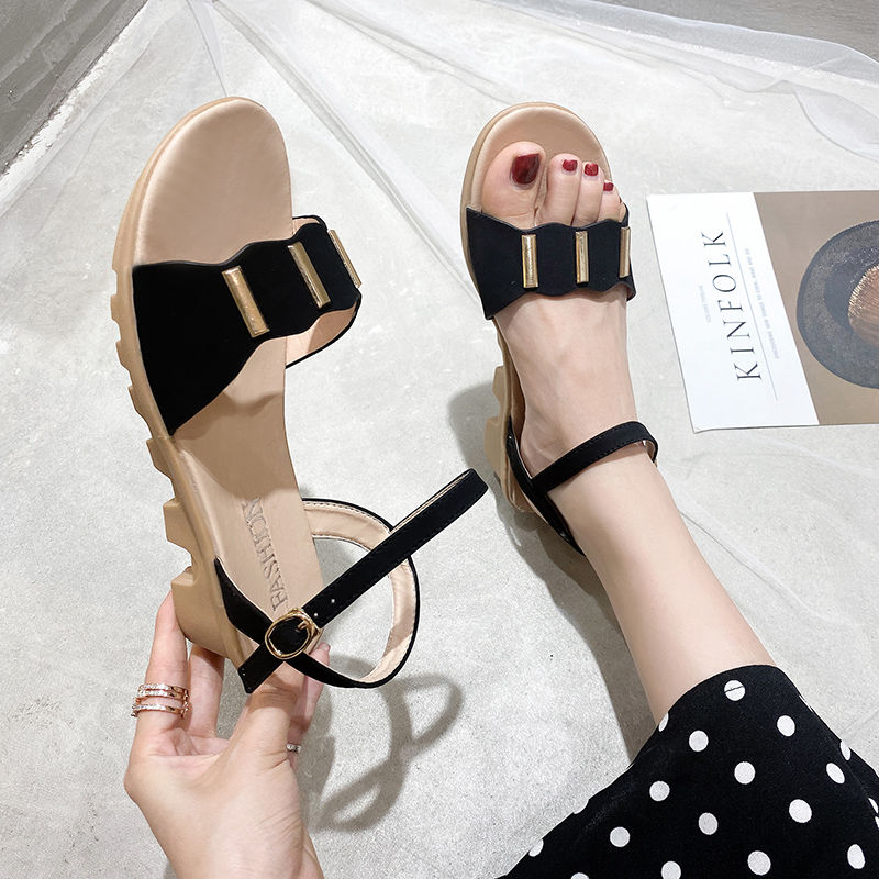 Large size women's shoes wedge sandals women's summer flat shoes non-slip fish mouth shoes