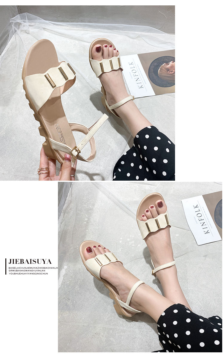 Large size women's shoes wedge sandals women's summer flat shoes non-slip fish mouth shoes