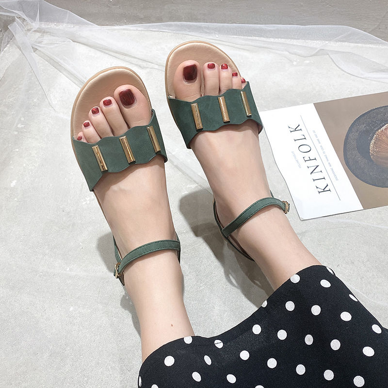 Large size women's shoes wedge sandals women's summer flat shoes non-slip fish mouth shoes