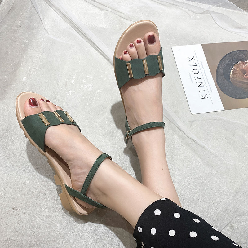 Large size women's shoes wedge sandals women's summer flat shoes non-slip fish mouth shoes