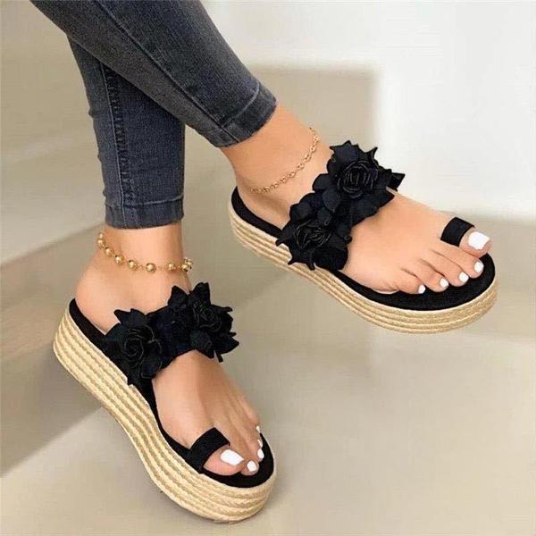 Sandals women new large size sandals platform women's shoes flower flat sandals