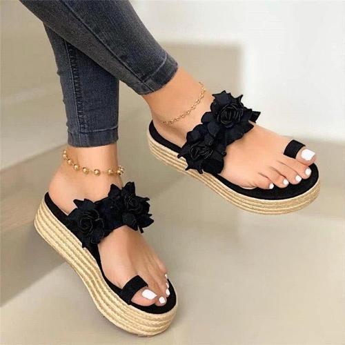 Sandals women new large size sandals platform women's shoes flower flat sandals
