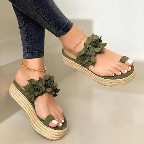Sandals women new large size sandals platform women's shoes flower flat sandals