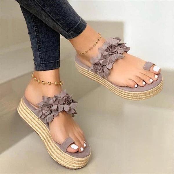 Sandals women new large size sandals platform women's shoes flower flat sandals