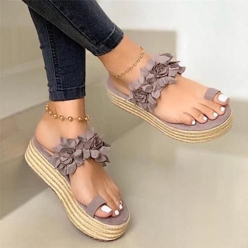 Sandals women new large size sandals platform women's shoes flower flat sandals