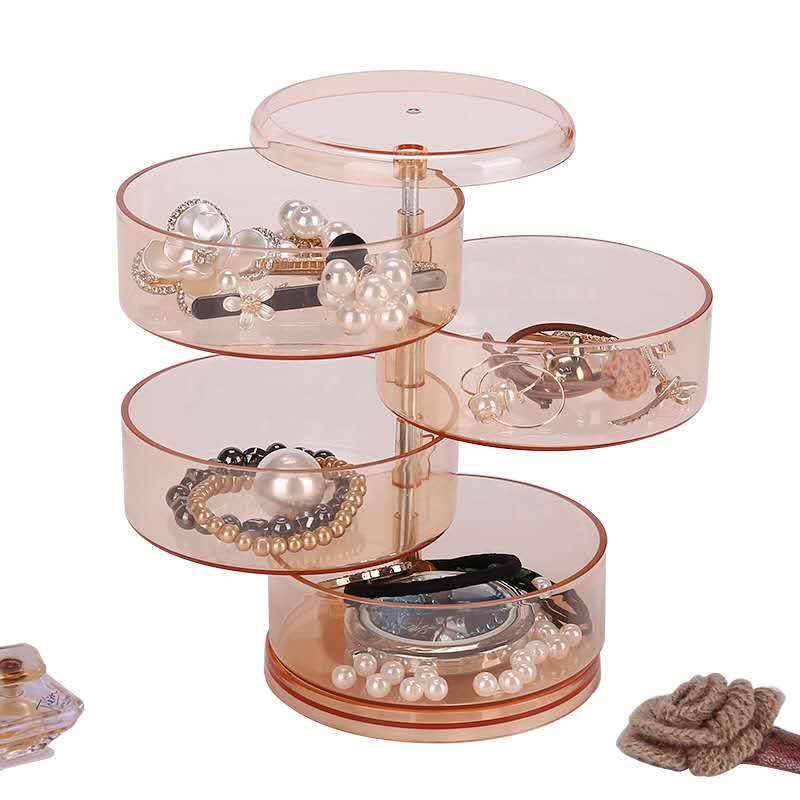 Transparent rotating jewelry box storage box hair ring earrings tripod hand necklace organizer