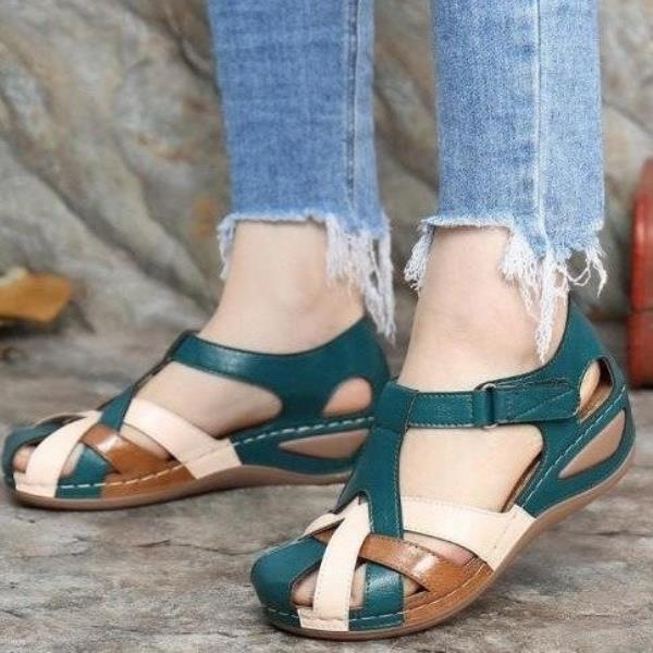 Sandals new foreign trade large size women's shoes wedge heel color matching ladies sandals