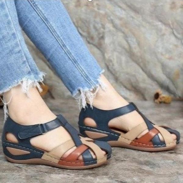Sandals new foreign trade large size women's shoes wedge heel color matching ladies sandals