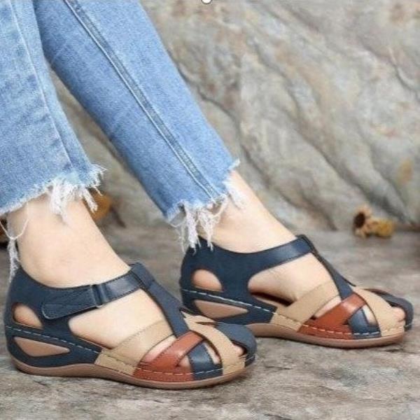 Sandals new foreign trade large size women's shoes wedge heel color matching ladies sandals