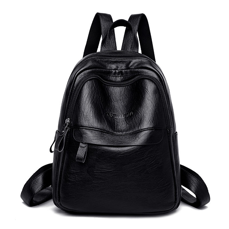 Backpack ladies new Korean version of all-match soft leather bag simple trend large capacity