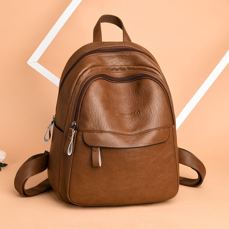 Backpack ladies new Korean version of all-match soft leather bag simple trend large capacity