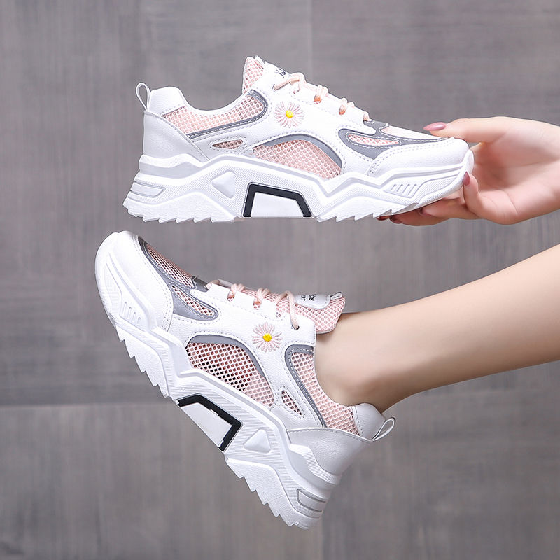 Large size women's shoes hollow mesh breathable small daisy sneakers small white shoes
