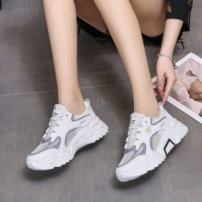 Large size women's shoes hollow mesh breathable small daisy sneakers small white shoes