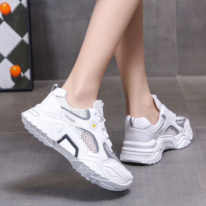 Large size women's shoes hollow mesh breathable small daisy sneakers small white shoes