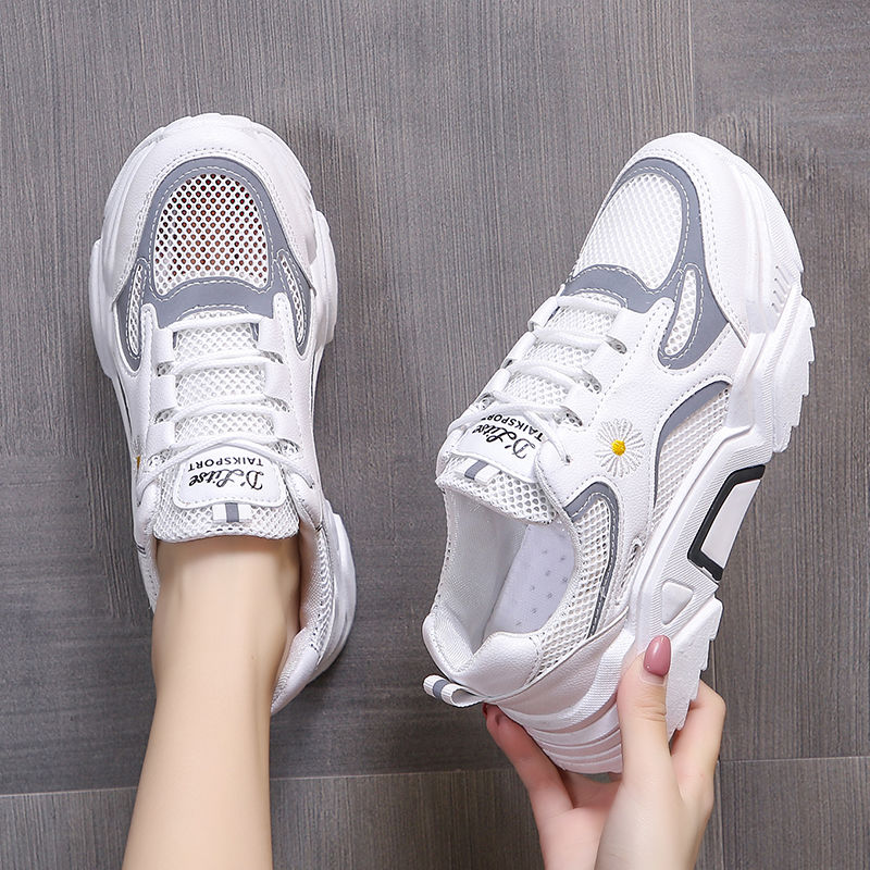 Large size women's shoes hollow mesh breathable small daisy sneakers small white shoes