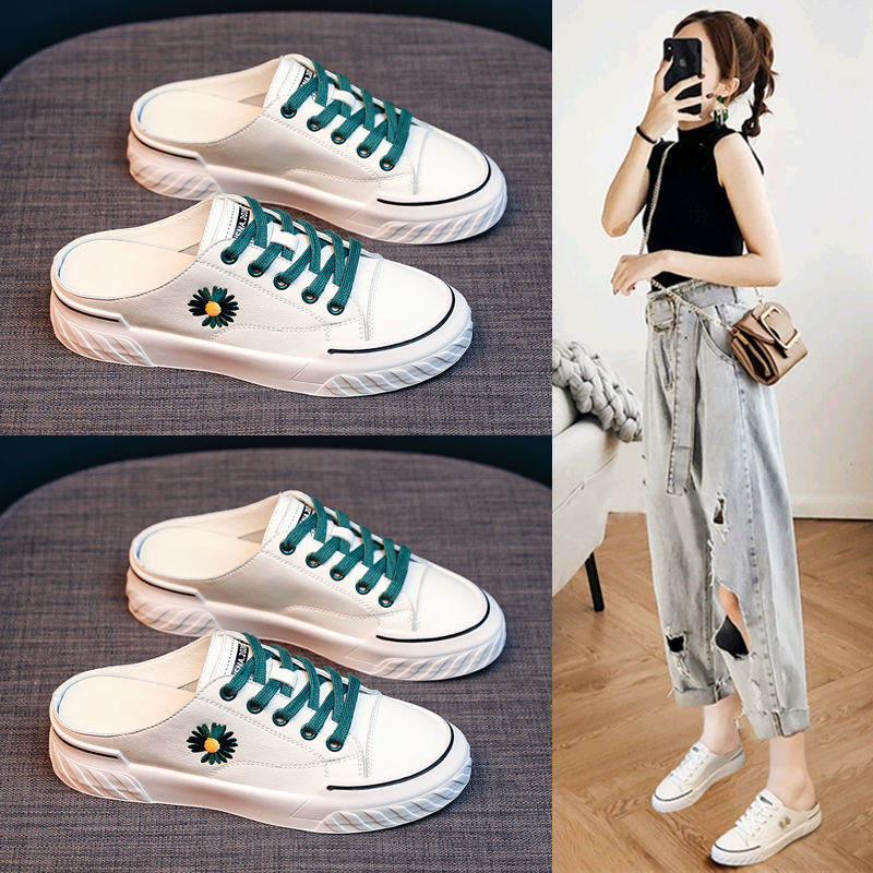 Large size women's shoes daisy half slippers women lace-up non-slip sandals and slippers