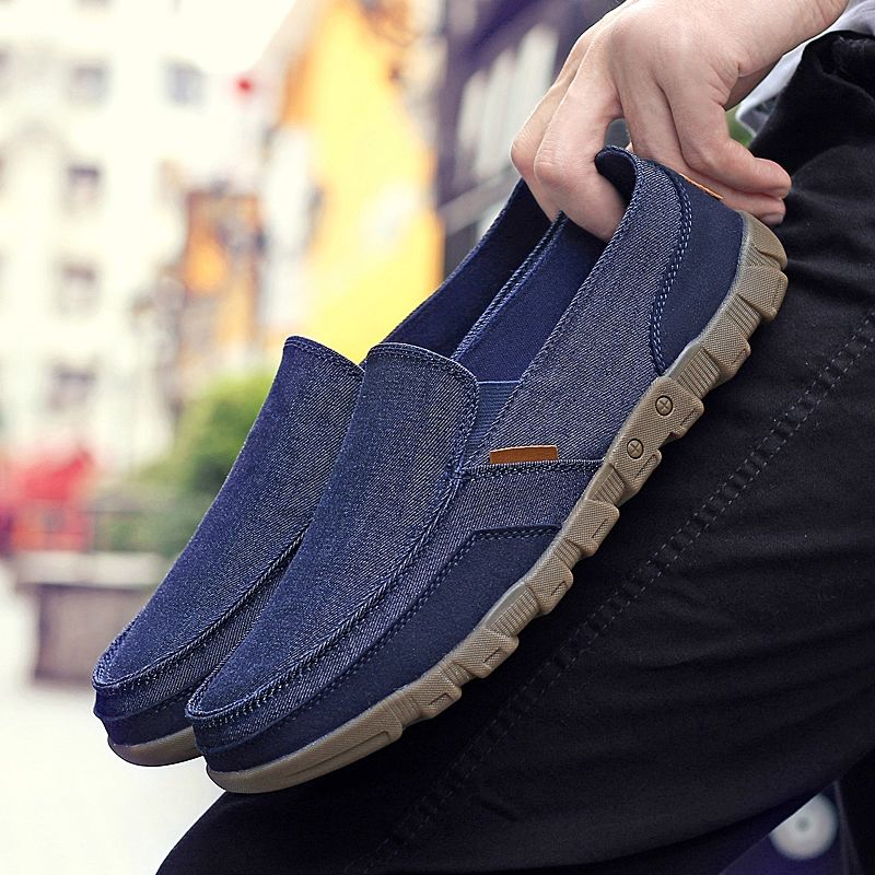 Cloth shoes men's pedal lazy casual breathable men's canvas shoes large size men's shoes