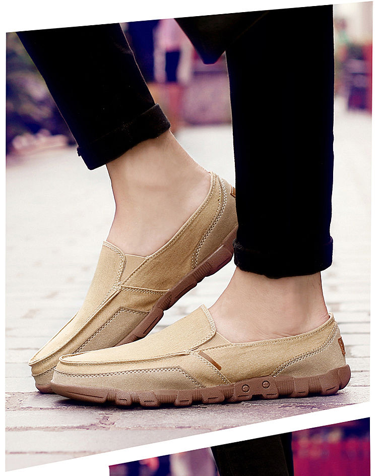 Cloth shoes men's pedal lazy casual breathable men's canvas shoes large size men's shoes