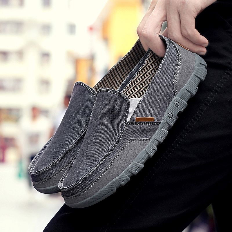 Cloth shoes men's pedal lazy casual breathable men's canvas shoes large size men's shoes