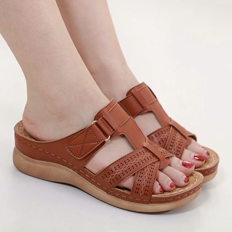 Slippers women wear thick-soled sandals really soft leather non-slip soft-soled shoes large size sho